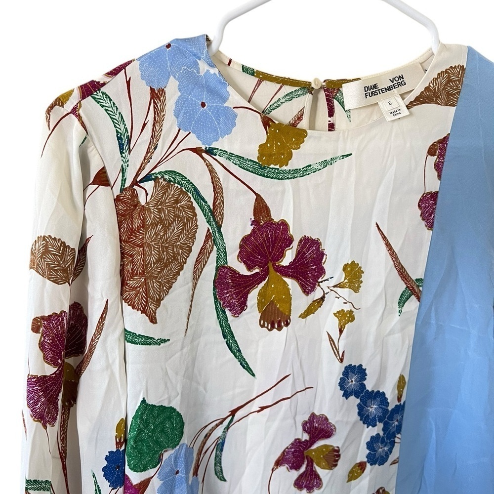 Diane VonFurstenberg Silk Floral Print Blouse - Picture 6 of 8